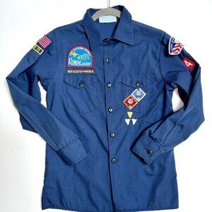 BOY SCOUTS OF AMERICA Official Blue Button Down Long Sleeve Shirt Youth L 14-16